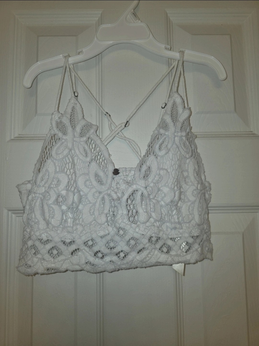 Free People White Adella Lace Crochet Bralette